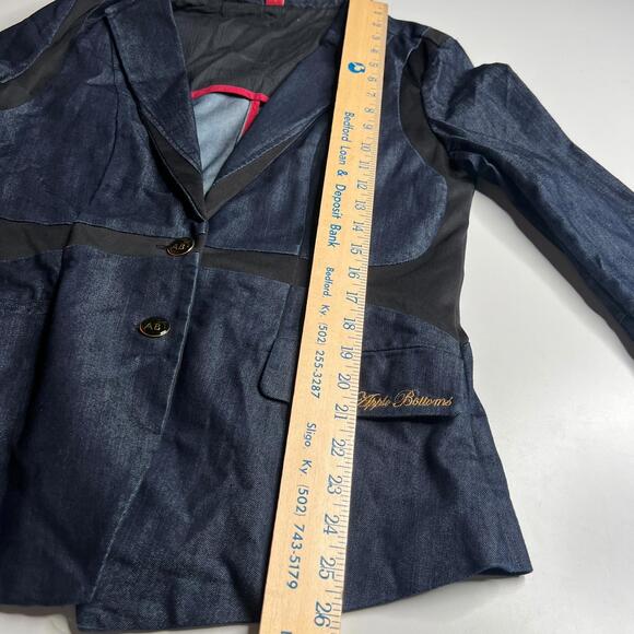 Apple Bottoms Denim Blazer Jacket Women XL Gold Logo Buttons Dark Wash Y2K Style - Picture 11 of 12